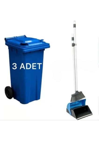 3 Adet Mavi Plastik Çöp Konteyneri 120 Lt Isıya Karşı Dayanıklı fiyatları