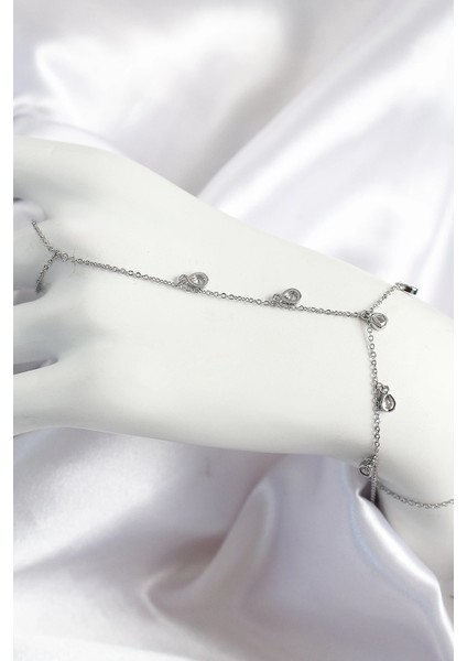 Pirinç Zirkon Taşlı Sallantılı Damla Model Gümüş Renk Kadın Şahmeran