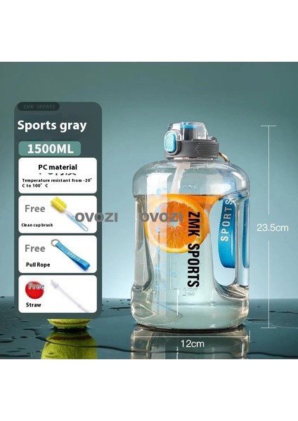 1.5l Büyük Kapasiteli Spor ve Fitness Pipetli Su Şişesi (Yurt Dışından)
