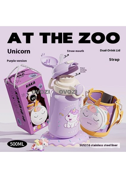 500ML Yüksek Değerli 316 Paslanmaz Çelik Öğrenci Çocuk Yalıtımlı Dak (Yurt Dışından)