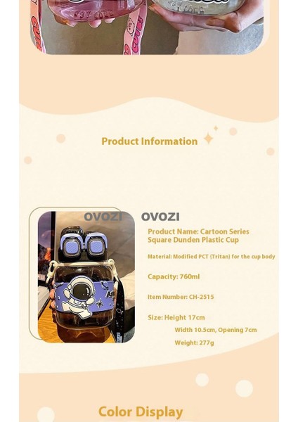 760ML Karikatür Öğrenci Çocuk Pipetli Kupa (Yurt Dışından) fırsatları