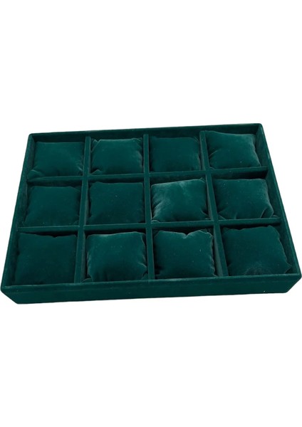 Tokyo Model Süet Kumaş Haki Yeşil Renk 12 Yastıklı Çekmece Ici Takı Kutusu fiyatları