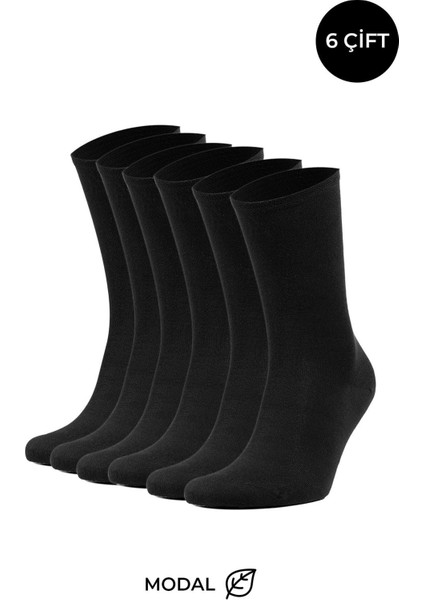 Modal By Tencel Kadın Kutulu 6 Çift Siyah Soket Çorap