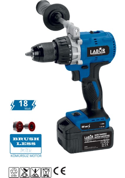 Labor BX8011 Sarjlı Matkap Darbeli 18V4,0AH Li-On Labor
