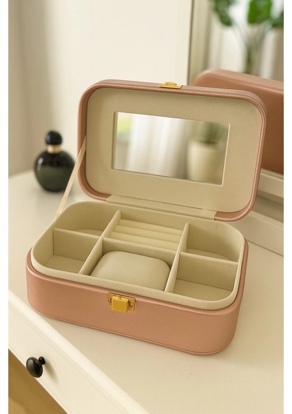 Deri Seyahat Takı Bijuteri Mücevher Kutusu Organizer Düzenleyici 20CM Pembe Ithal Ürün fiyatları