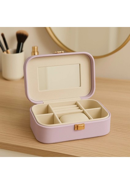 Deri Seyahat Takı Bijuteri Mücevher Kutusu Organizer Düzenleyici 20CM Lila Ithal Ürün fiyatları