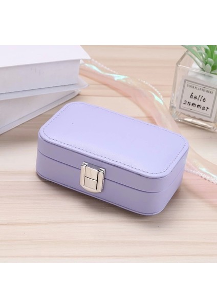 Deri Seyahat Takı Bijuteri Mücevher Kutusu Organizer Düzenleyici 20CM Lila Ithal Ürün modelleri