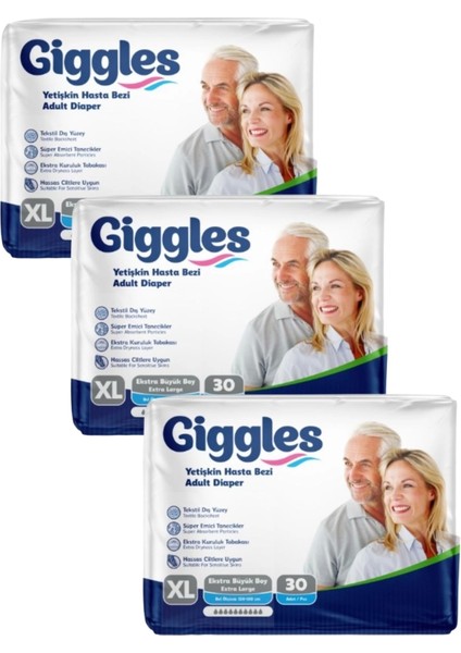 Belbantlı Yetişkin Hasta Bezi Extra Large Xl 30 Lu x 3 adet