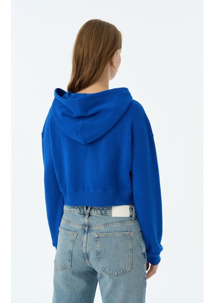 Panda Supersoft Crop Hoodie - Saks Mavi modelleri