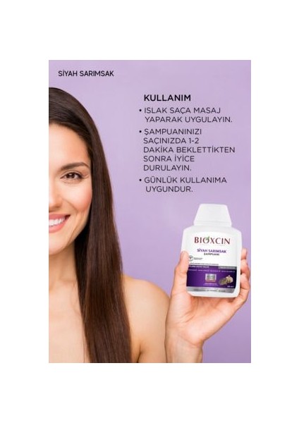 Siyah Sarımsak Şampuanı - Saç Dökülmesine Karşı, Canlılık ve Işıltı Veren, Sülfatsız, 3x300 ml, Bitkisel Formül, Paraben İçermez indirimleri