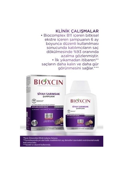 Siyah Sarımsak Şampuanı - Saç Dökülmesine Karşı, Canlılık ve Işıltı Veren, Sülfatsız, 3x300 ml, Bitkisel Formül, Paraben İçermez