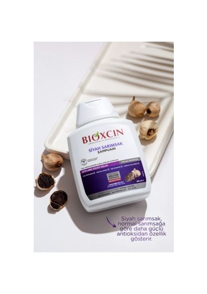 Siyah Sarımsak Şampuanı - Saç Dökülmesine Karşı, Canlılık ve Işıltı Veren, Sülfatsız, 3x300 ml, Bitkisel Formül, Paraben İçermez