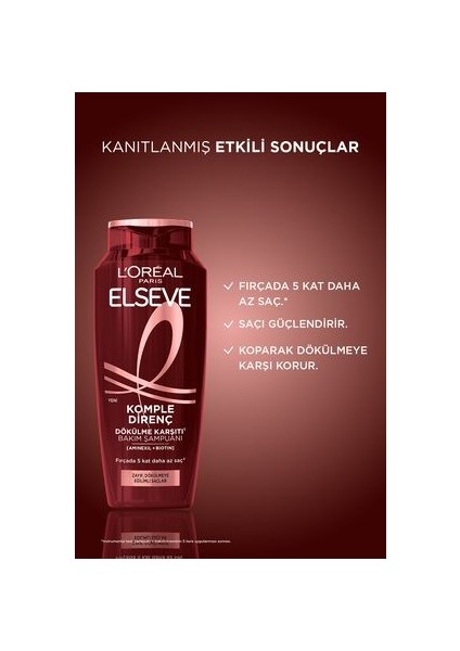 L'Oréal Paris Elseve Güçlendirici Şampuan - Koparak Dökülmeye Karşı Aminexil ve Biotin İçerir, 300 ml, Bitkisel Formül, Paraben İçermez