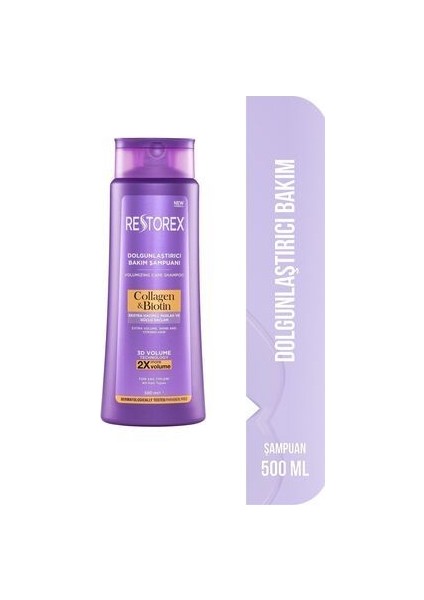 Hacim ve Parlaklık Veren Bakım Şampuanı - 500 ml, Kolajen ve Biotin İçerir, Paraben İçermez fiyatları