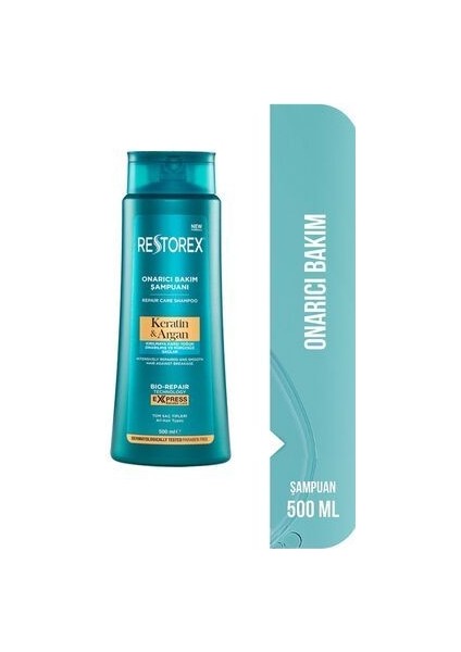 Onarıcı Bakım Şampuanı - Kırılmaya Karşı Yoğun Onarım ve Pürüzsüz Saçlar, 500 ml, Keratin ve Argan Yağı İçerir, Paraben İçermez fiyatları