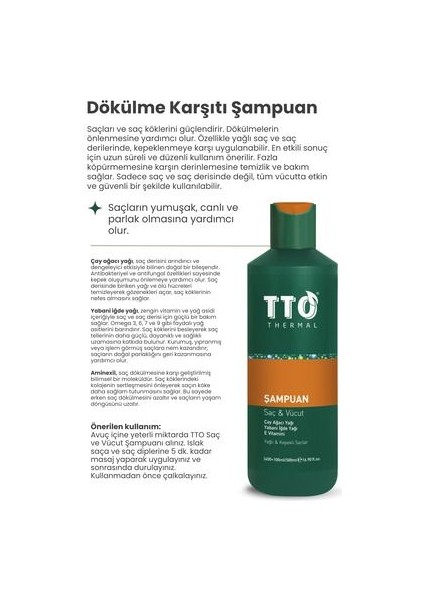 Thermal Saç ve Vücut Şampuanı - Saçları Güçlendirir, Kepeğe Karşı Etkili, 500 ml, Bitkisel Formül, Paraben İçermez