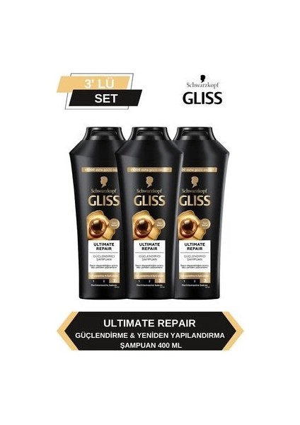 Ultimate Repair Güçlendirici Şampuan 400 ml (3 Adet) Bakım Yapıcı Etki ile Normal Saçlar İçin modelleri