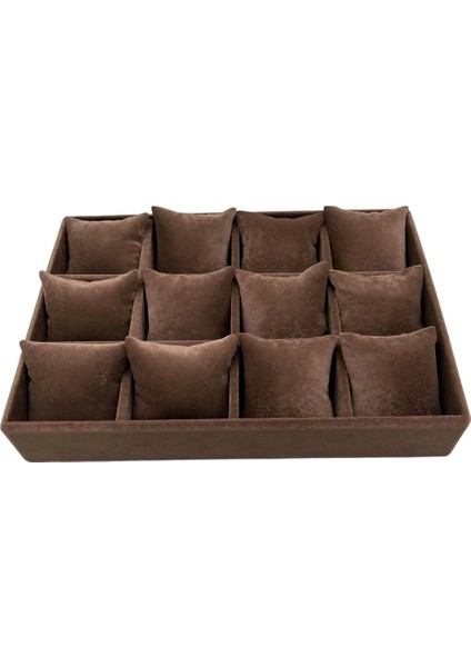 Tokyo Model Süet Kumaş Kahve Renk 34/24 cm Çekmece Içi Yastıklı Saat ve Takı Kutusu fiyatları