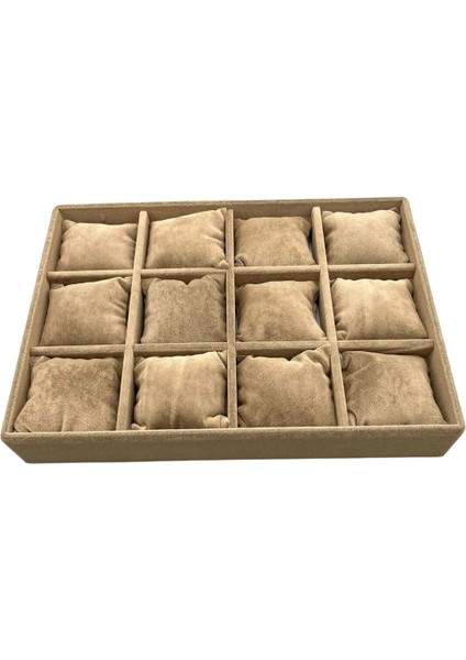 Tokyo Model Süet Kumaş Sütlü Kahve Renk 12 Yastıklı Çekmece Ici Takı Kutusu fiyatları