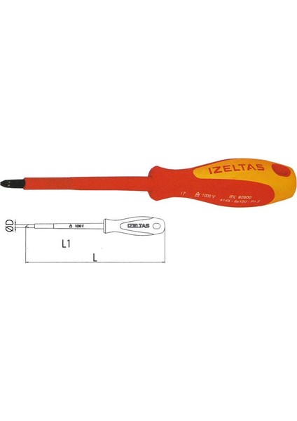 4,5 x 80 Elektrikçi İzoleli Yıldız Tornavida 1000V 4145184580