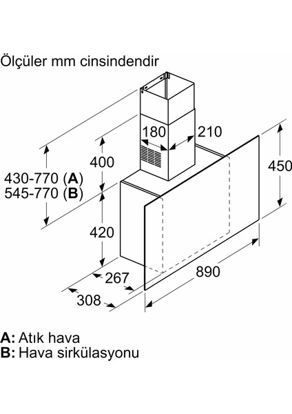 LC95FCJ60T IQ300 Duvar Tipi Davlumbaz 90 cm Siyah Cam, Siyah