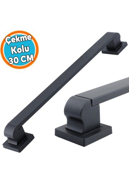 Sürgülü Kapı Çekme Kolu Tutma Kulpu Kulbu Çelik Dış Kapı Tutamağı Kol Siyah 30 cm
