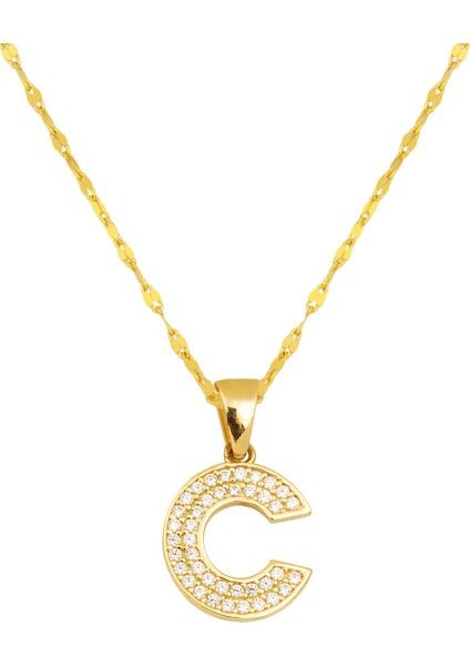 C Harfi 14 Ayar Altın Kolye