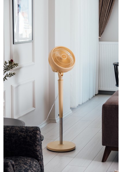 FAN12 Dynabreeze Krem/gold 9 70W 3 Hız Kademeli 2000RPM Çift Motorlu Vantilatör/ Pervanesi