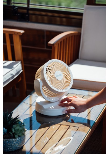 EFN-509 Krem- Kahve 7 Inç 3 Kademeli 2100 Rpm Hız Duvar Tıpı ve Masaüstü USB Fan