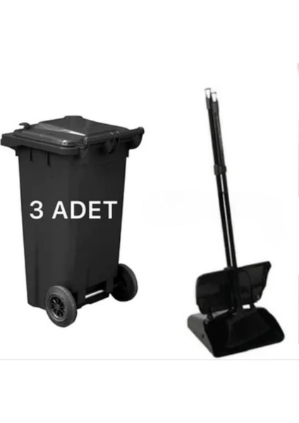 3 Adet Siyah Plastik Çöp Konteyneri 120 Lt Isıya Karşı Dayanıklı fiyatları