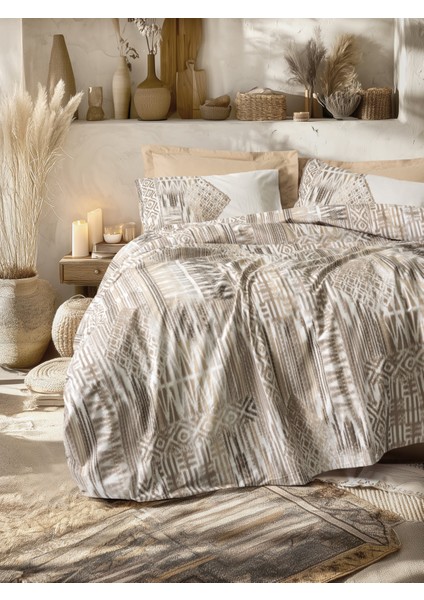 Ethnic Çift Kişilik Nevresim Takımı Amara Karamel