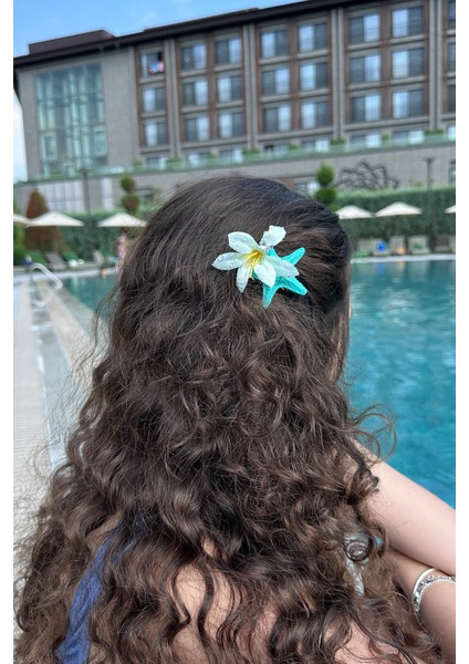 Yeşil Beyaz Deniz Yıldızı Fiyonk Taş Detay Çiçek Ikili Yan Toka(6cm) fiyatları