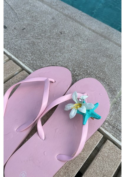 Yeşil Beyaz Deniz Yıldızı Fiyonk Taş Detay Çiçek Ikili Yan Toka(6cm) fırsatları