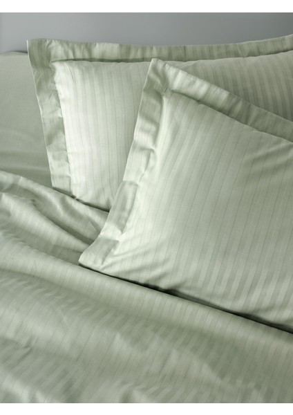 Elegant Stripe Saten Çift Kişilik Nevresim Takımı Adaçayı fiyatları
