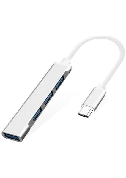Type-C To USB 3.0 4 Port Çoklayıcı Hub Aluminyum Slim Kasa