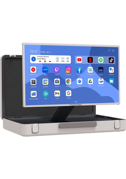 AP2718T 27'' Fhd 8/128GB Android Dokunmatik Çantalı Şarjlı Taşınabilir Smart LED Ekran
