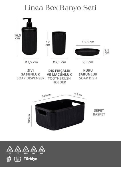 Linea Box 4'lü Banyo Seti - Siyah modelleri