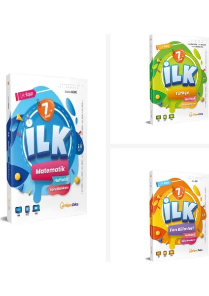Hiper Zeka 7. Sınıf Ilk Matematik + Fen + Türkçe Soru Bankası Set
