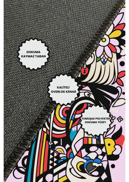 Anime Figürlü Renkli Halı Dijital Baskılı Pamuk Dokuma Kaymaz Tabanlı Yıkanabilir Antialerjik Pati Dostu Genç Kız Halısı indirimleri