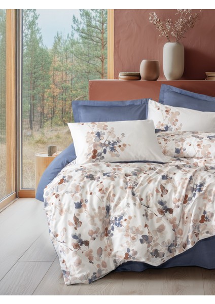 Saten Çift Kişilik Nevresim Takımı Nebulae Indigo