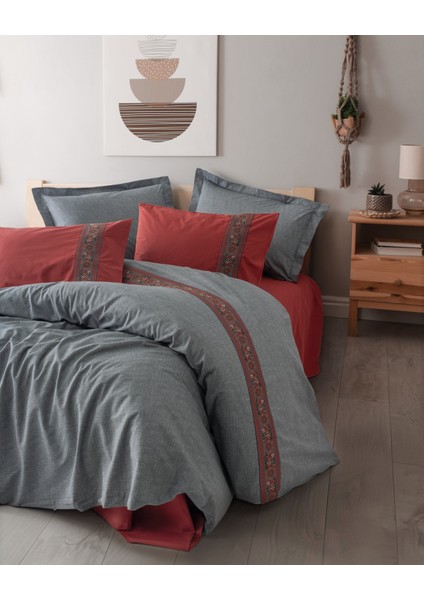 Folk Art Çift Kişilik Nevresim Takımı Felina Bordo