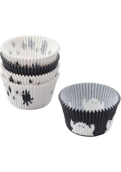Kustfyr Muffin Kağıdı, Karışık Desenler-Beyaz/siyah, 65 Adet