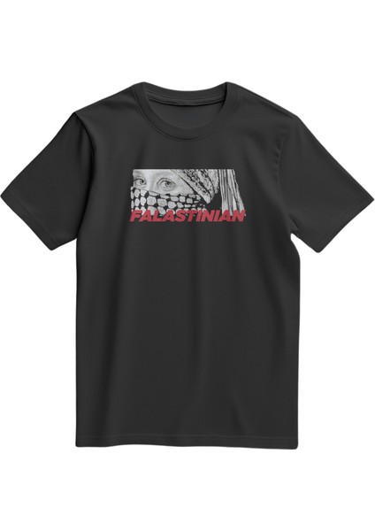 Kısa Kollu Filistin Yaşlı Kadının Gözleri Altı Falastınıan Dijital Baskılı Unisex S - 2xl T300024