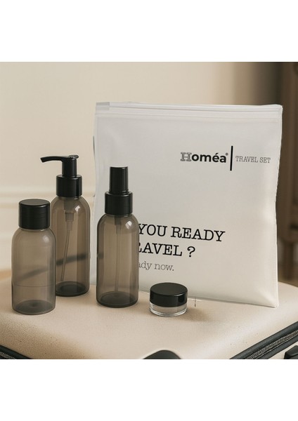 Plastik Seyahat Boy 100ML Füme Şişe ve Kavanoz 4’lü Set – Çantalı Seyahat Kiti fiyatları