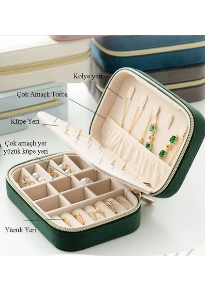 Gmn-1 Kadife Kaplama Premium Seri Lüks Takı Mücevher Kutusu - Seyahat Takı Kutusu fırsatları