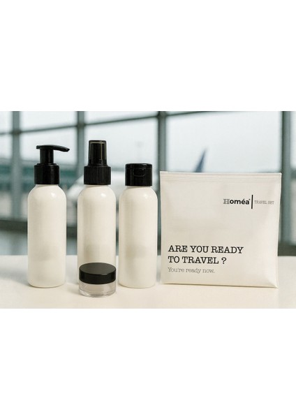 Plastik Seyahat Boy 100ML Füme Şişe ve Kavanoz 4’lü Set – Çantalı Seyahat Kiti