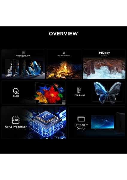55Q6C 55" 139 Ekran Uydu Alıcılı 4K Ultra HD MiniLED Google TV