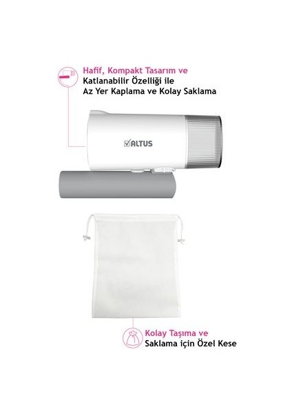 Katlanabilir Buhar Makinesi - 1000 Watt, Seramik Taban, Dikey Buhar ve Ayarlanabilir Isı