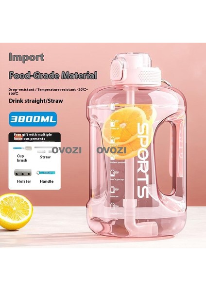 3.8l Büyük Kapasiteli Spor ve Fitness Pipetli Su Şişesi (Yurt Dışından)