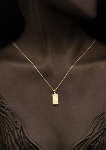 14 Ayar Altın Zincirli Külçe Kolye fiyatları